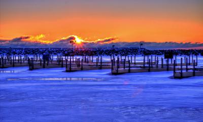 Frozen Dock in Saugatuck